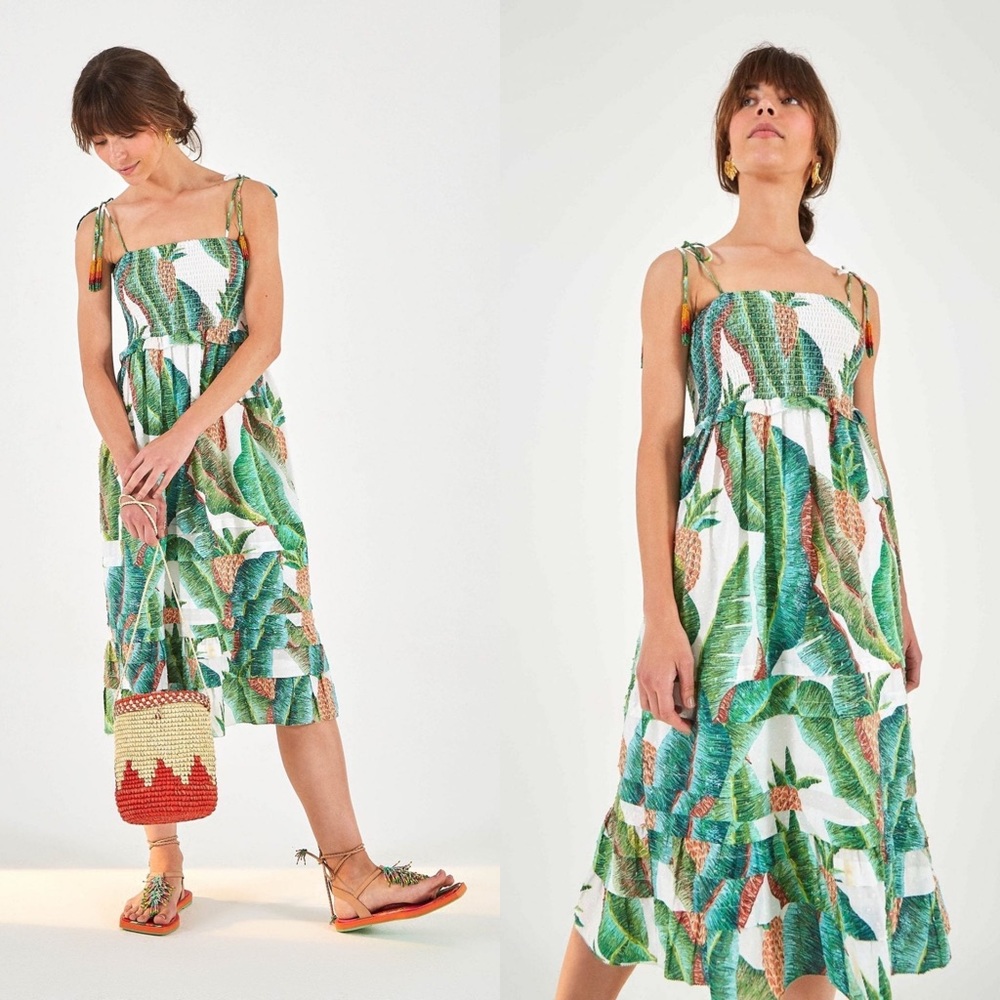 Farm Rio Forest Palm Midi Dress